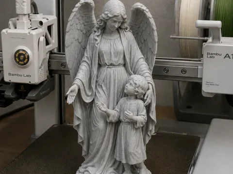 Modelo para impresión 3D: Anjo da Guarda com Criança — referencia de MakerWorld