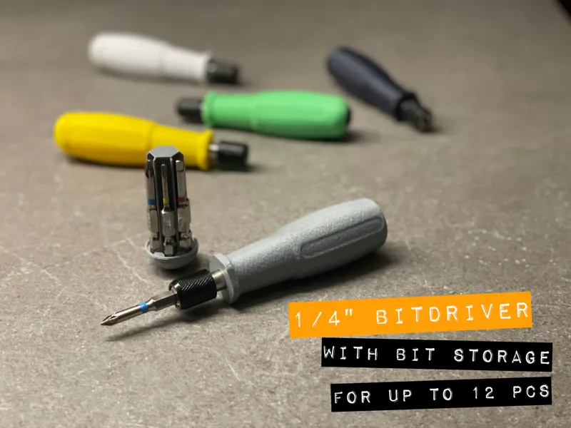 1/4" Hex Bit Driver Adapter with Storage Magazine