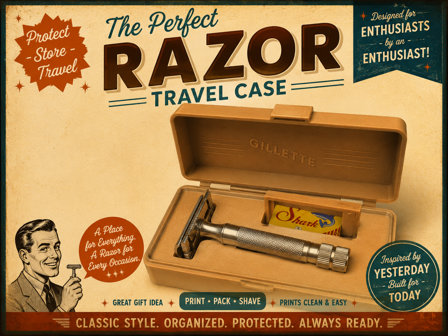 Vintage Double Edge Razor Travel Case