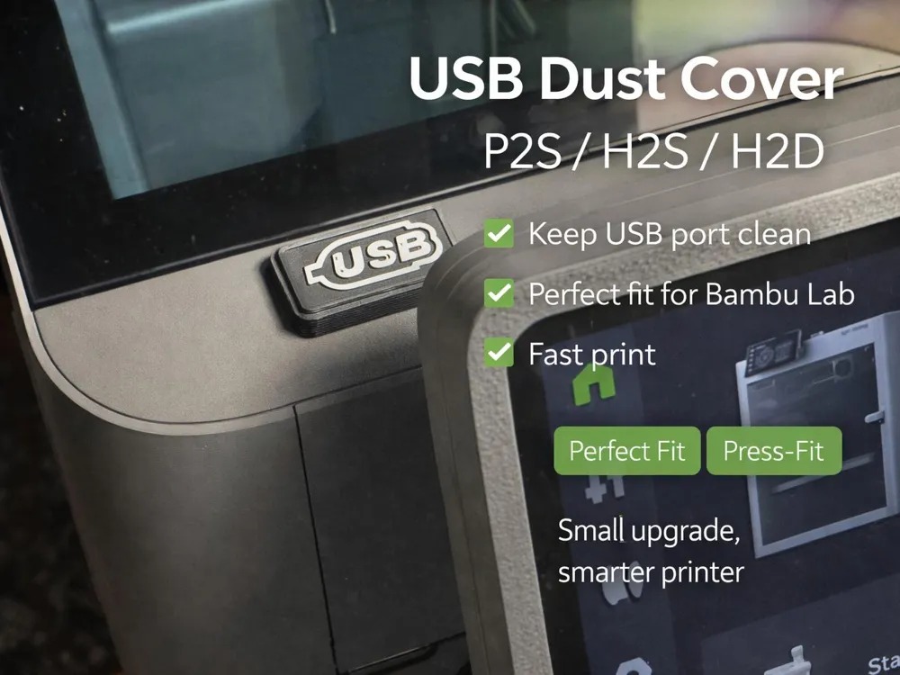 USB Dust Cover for Bambu Lab P2S - Free 3D Print Model - MakerWorld