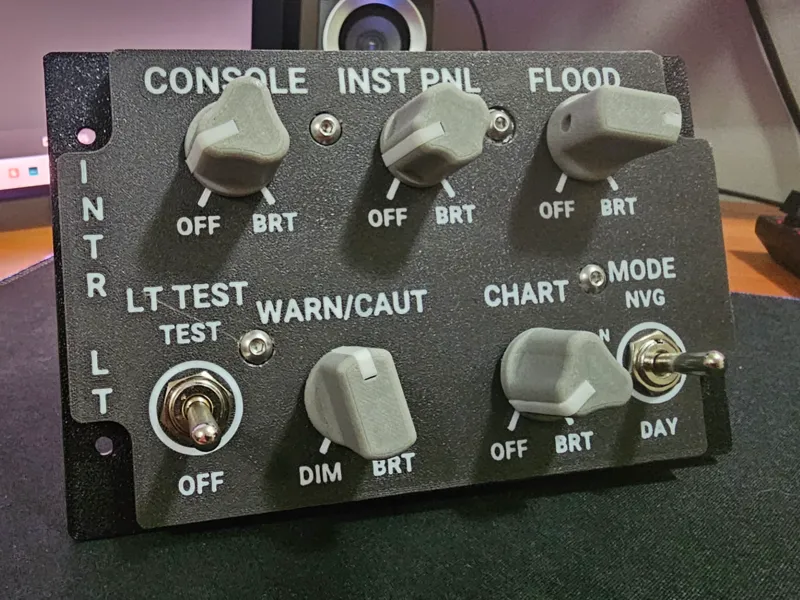 F/A 18C INTR LT panel (not to scale)