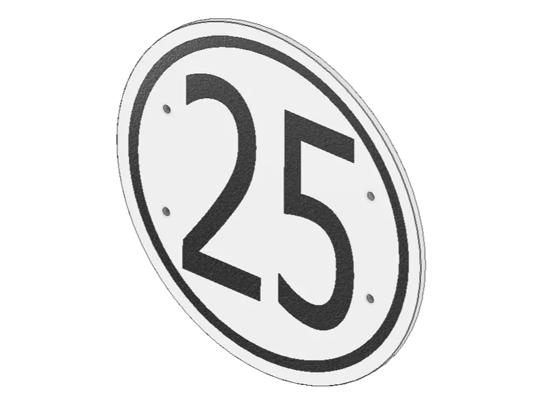 Geschwindigkeitsbegrenzungsschild 25 km/h Anhänger