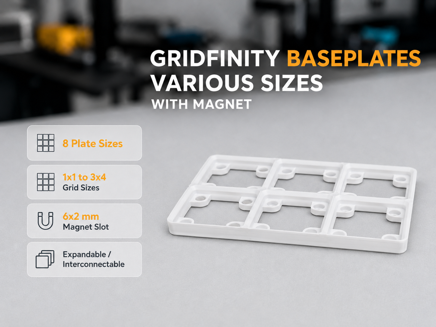 Gridfinity baseplates (various size) with magnet