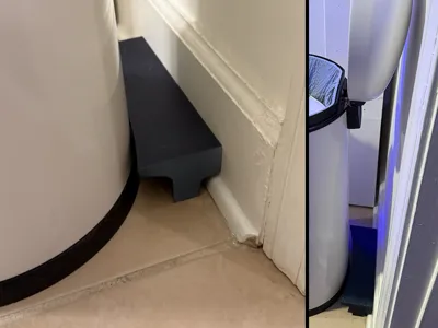 Trashcan Backstop (keeps lid from hitting wall)