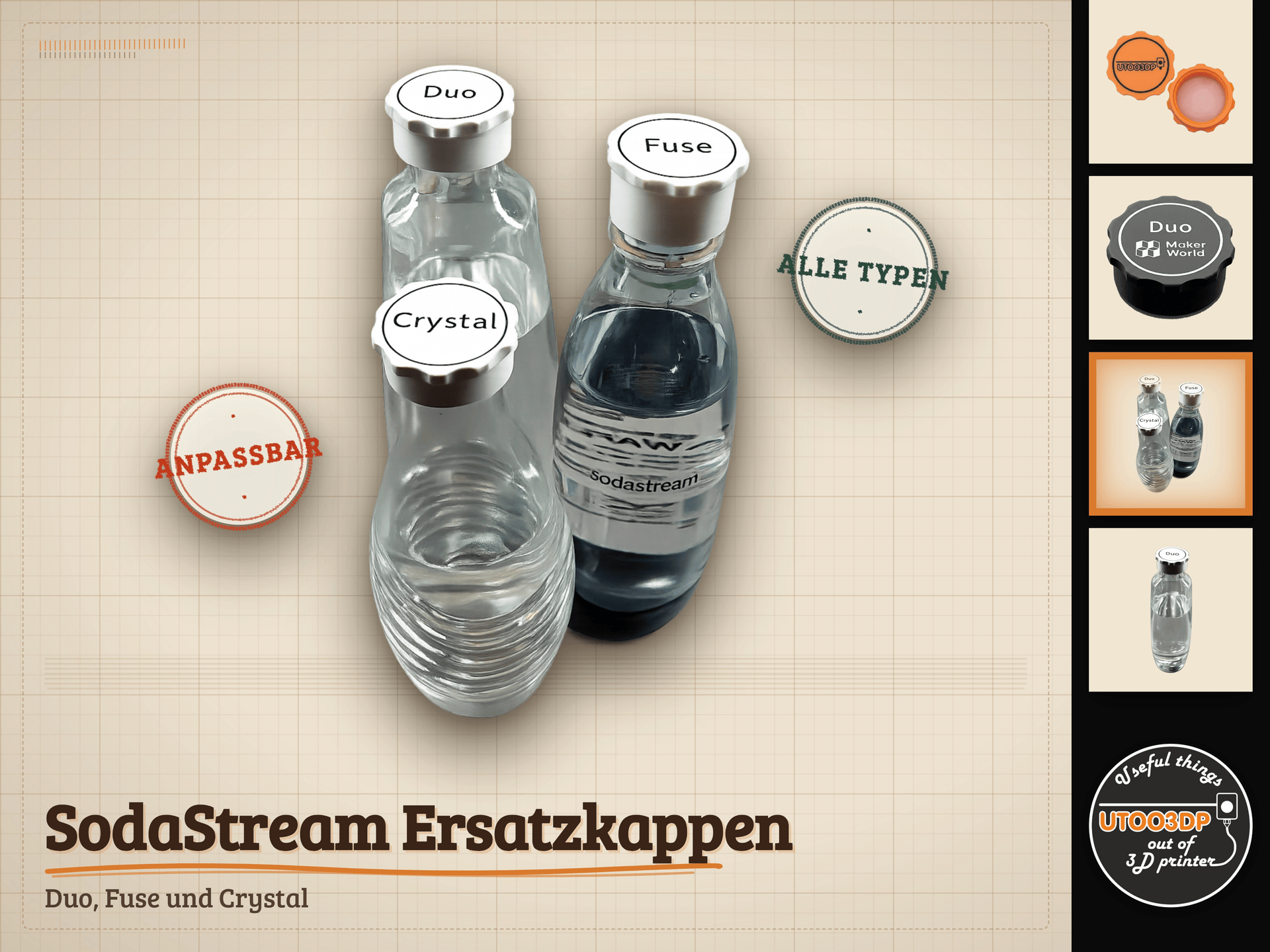 Anpassbare Ersatzkappe Sodastream Fuse Duo Crystal