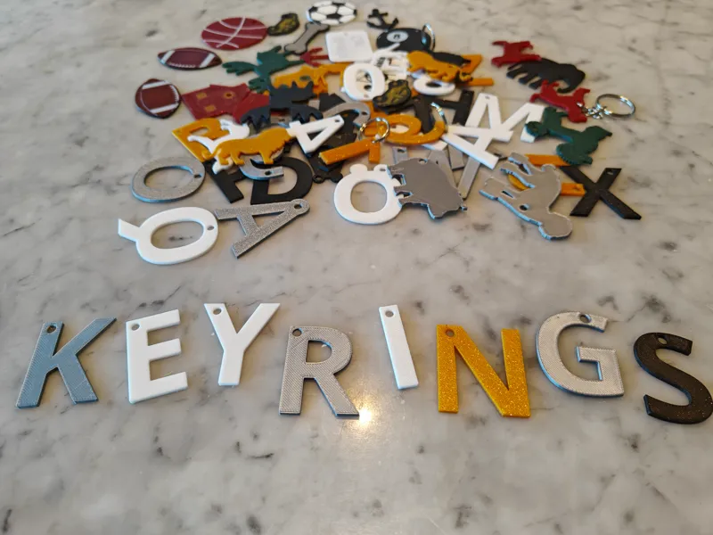 Key ring collection. Customizable text