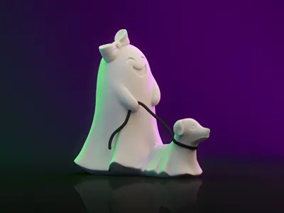 Ghost walking her dog