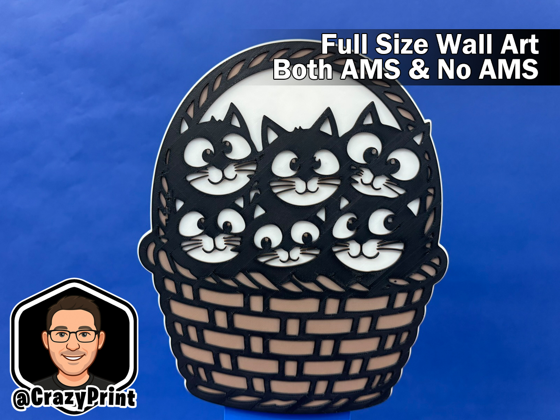 Adorable "Cats In a Basket" Wall Art / Sign No AMS