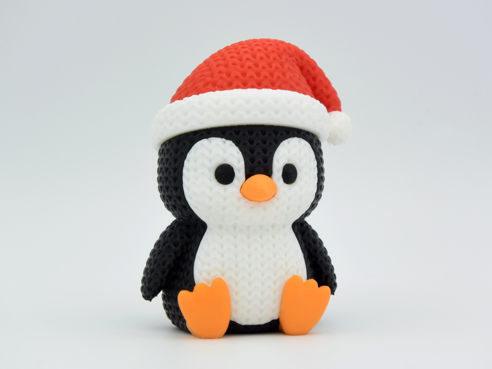 Knitted Penguin with Santa Hat - Christmas
