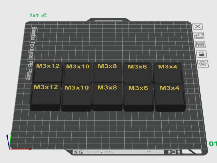 Gridfinity Bins M3 bolts/Screws