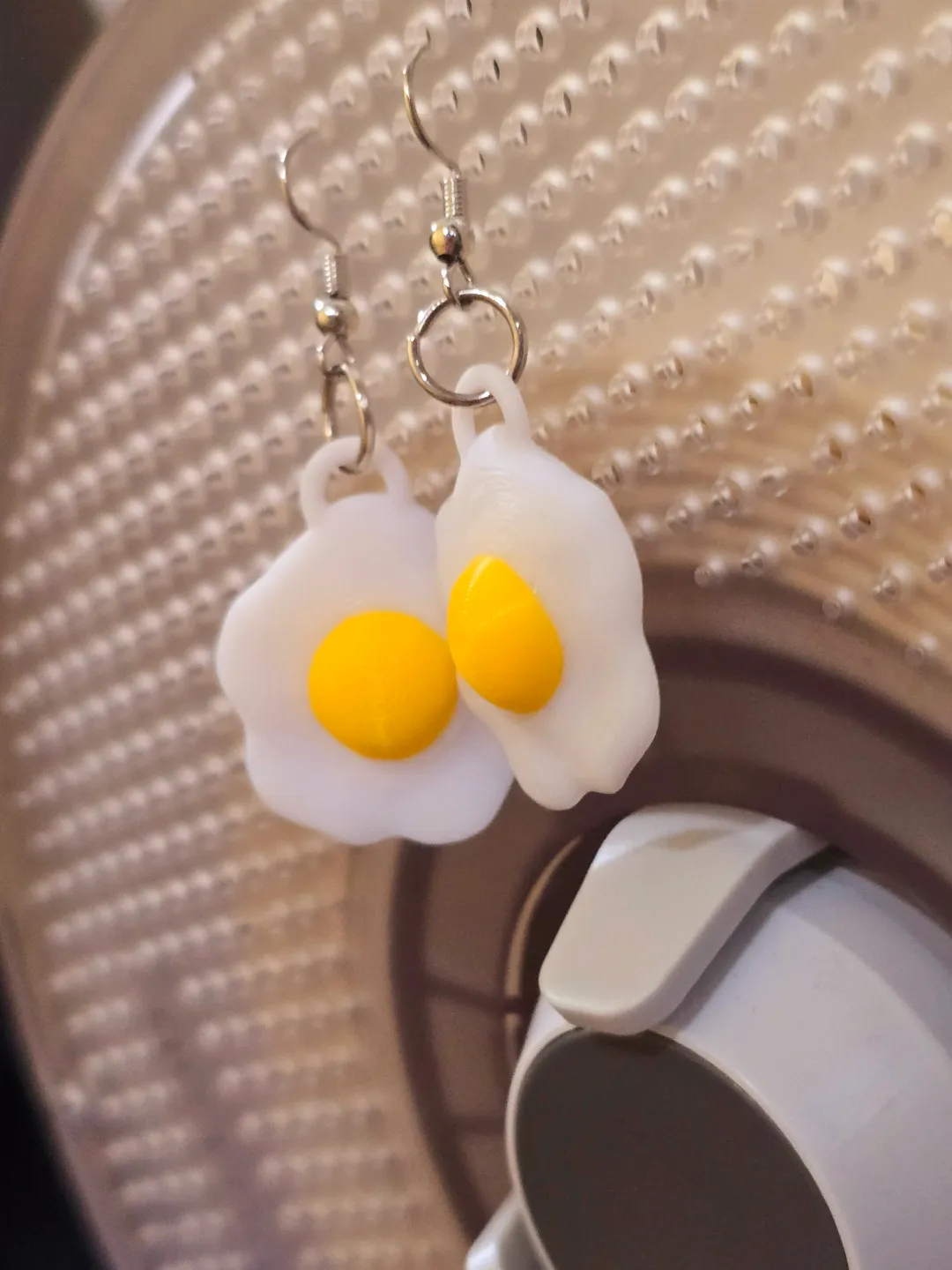 3D Dippy egg earrings view 2