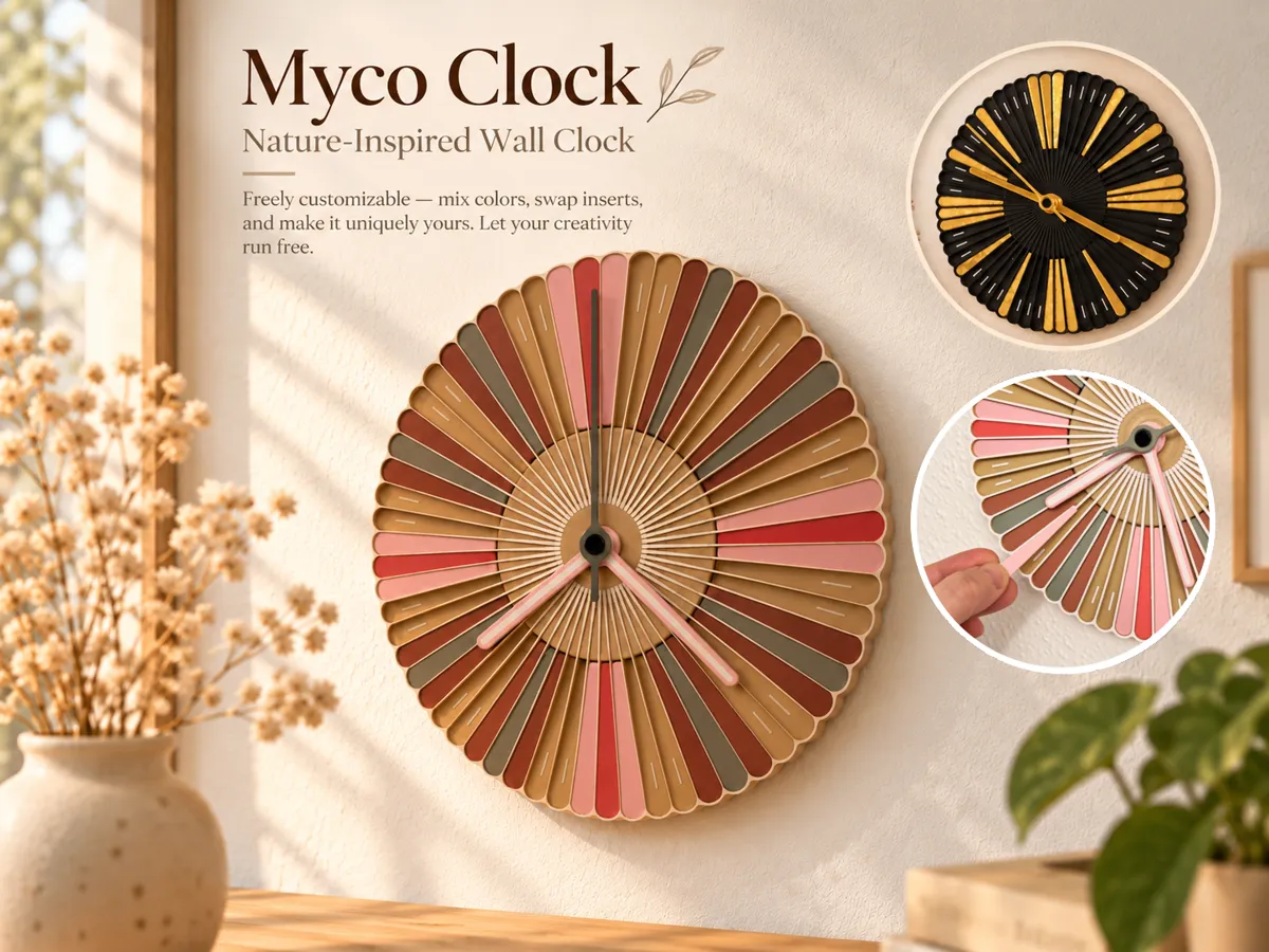 Myco Clock - Nature Inspired Wall Clock - Free 3D Print Model - MakerWorld
