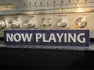 Now Playing Sign for Records and Record Players