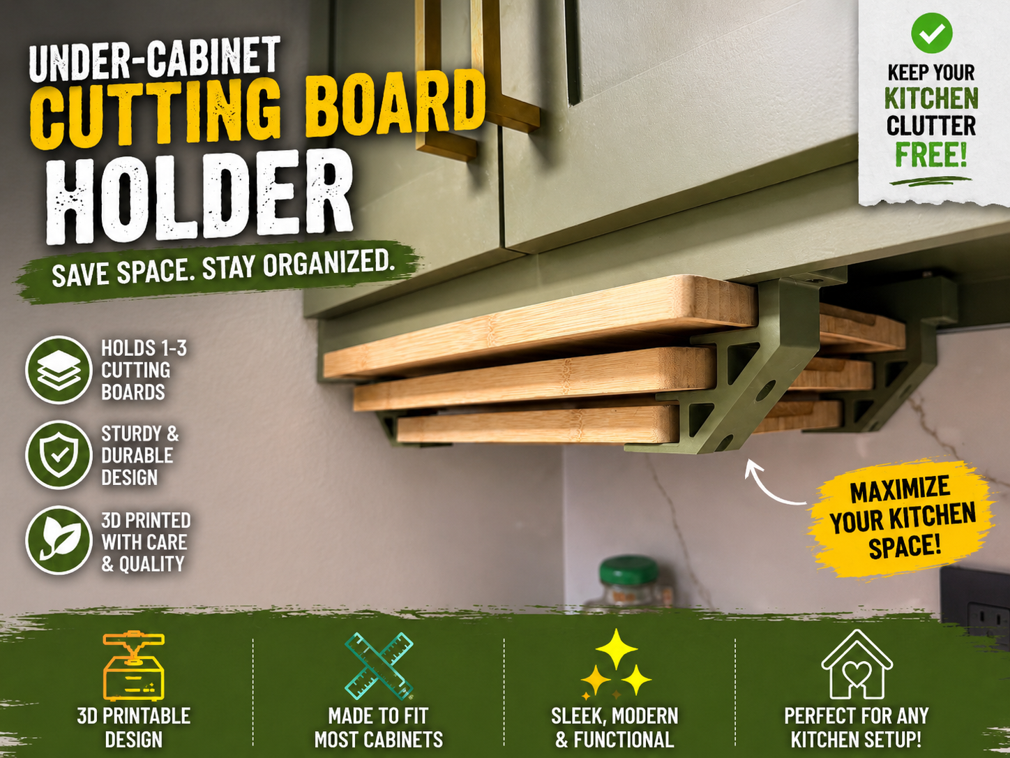Under Cabinet Cutting Board Holder