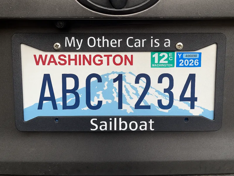 License Plate Frame "My Other Car is a Sailboat"
