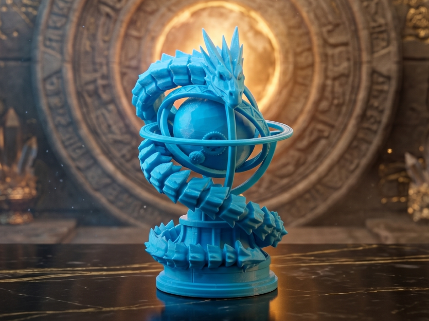 Fantasy Dragon Globe Sculpture