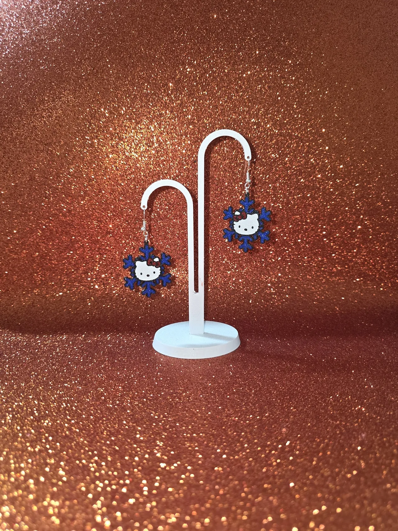Hello Kitty snowflake earrings view 3