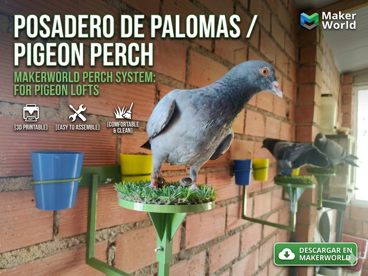 posadero de palomas para tubo cuadrado de 14mm