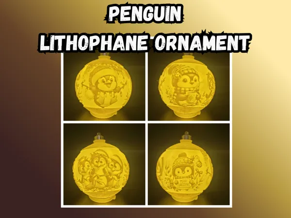 Ornement de Noël lithophanie pingouin