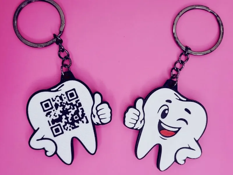 keychain tooth business card