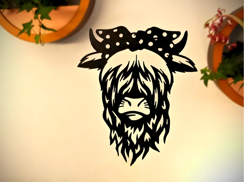 Cow with bow wall art