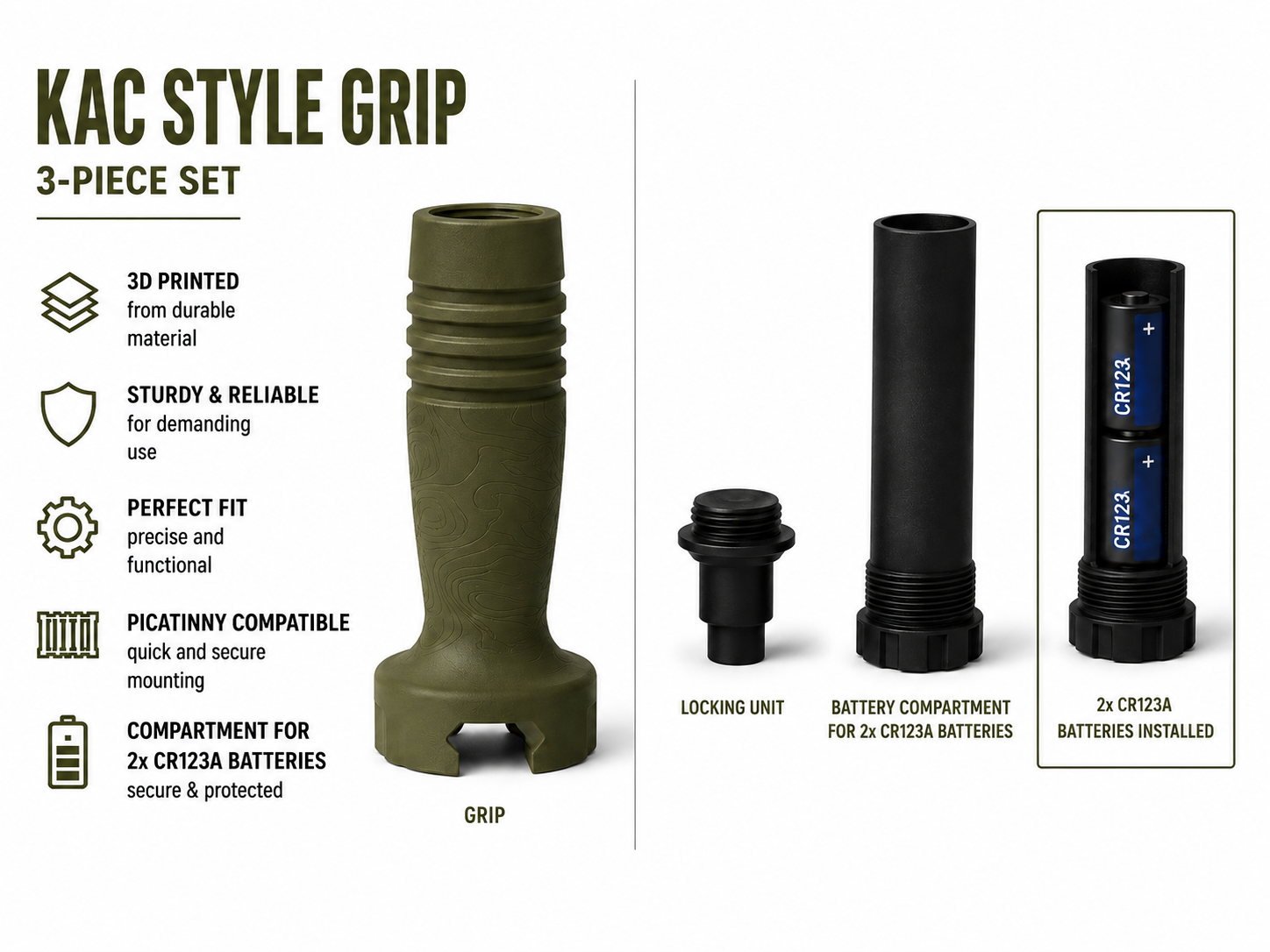 KAC Style Grip with CR123A Battery Compartment 