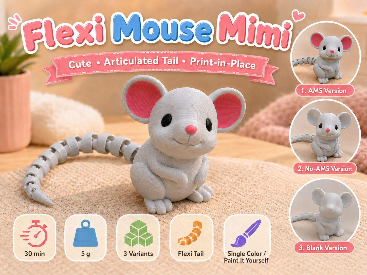 Mimi Mouse cute flexi articulated kids toy fidget