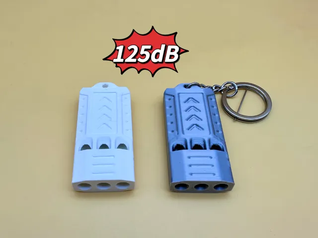 125dB三孔超大声口哨（哨子）、户外求生、配钥匙扣 (机甲风)