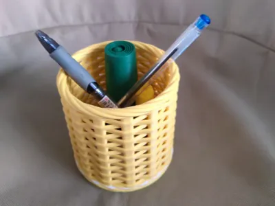 Bamboo Basket Weaving Pen Holder No. 2 - Brimless and Support-Free