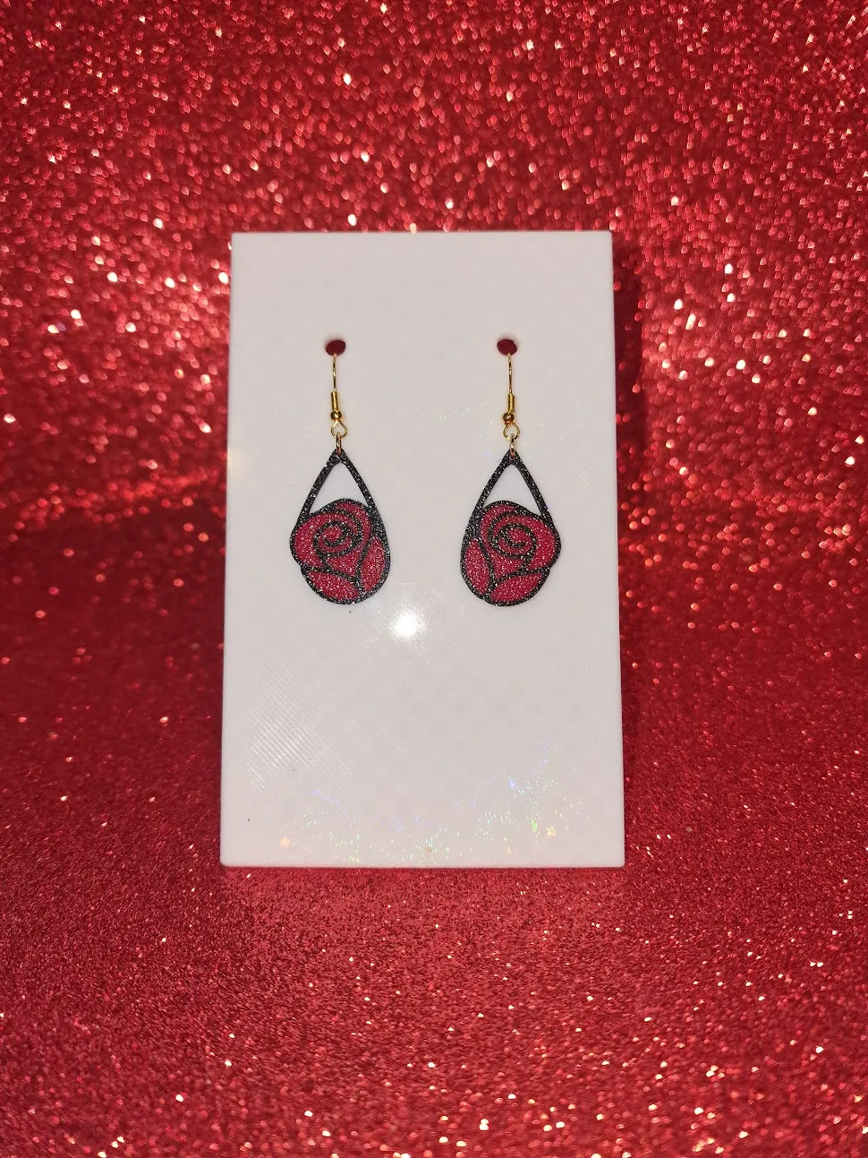 Rose in a drop earrings view 2