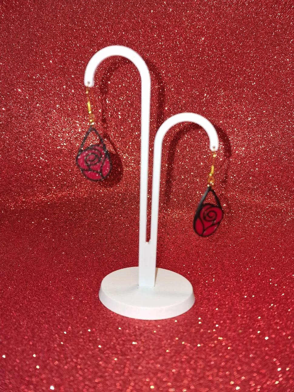 Rose in a drop earrings view 3