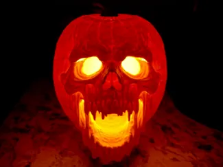 Halloween Pumpkin Skull with candle
