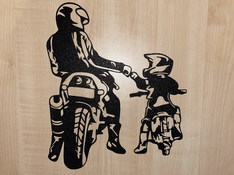 Wanddeko Biker mit Sohn