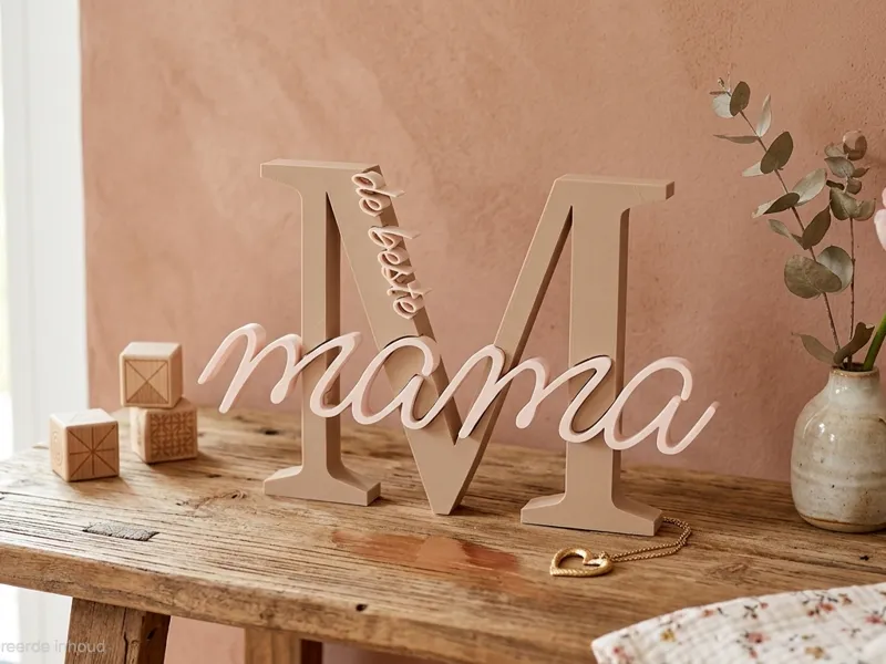 Vier moederdag, letter M met tekst | Dutch text