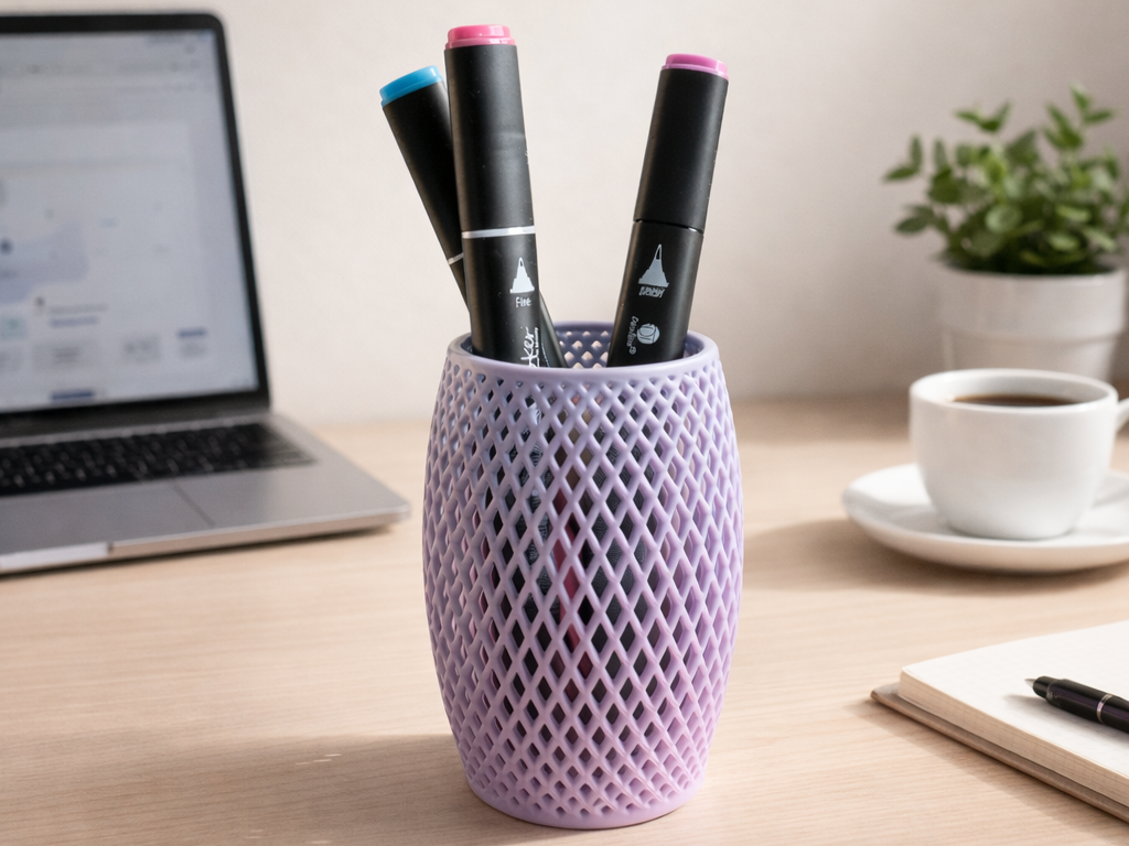 Pen Holder - Modern Lattice Desk Organizer 