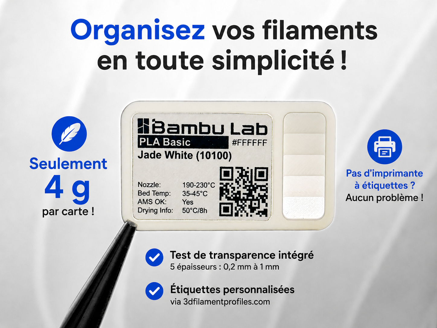 Carte filament 4 g + test transparence
