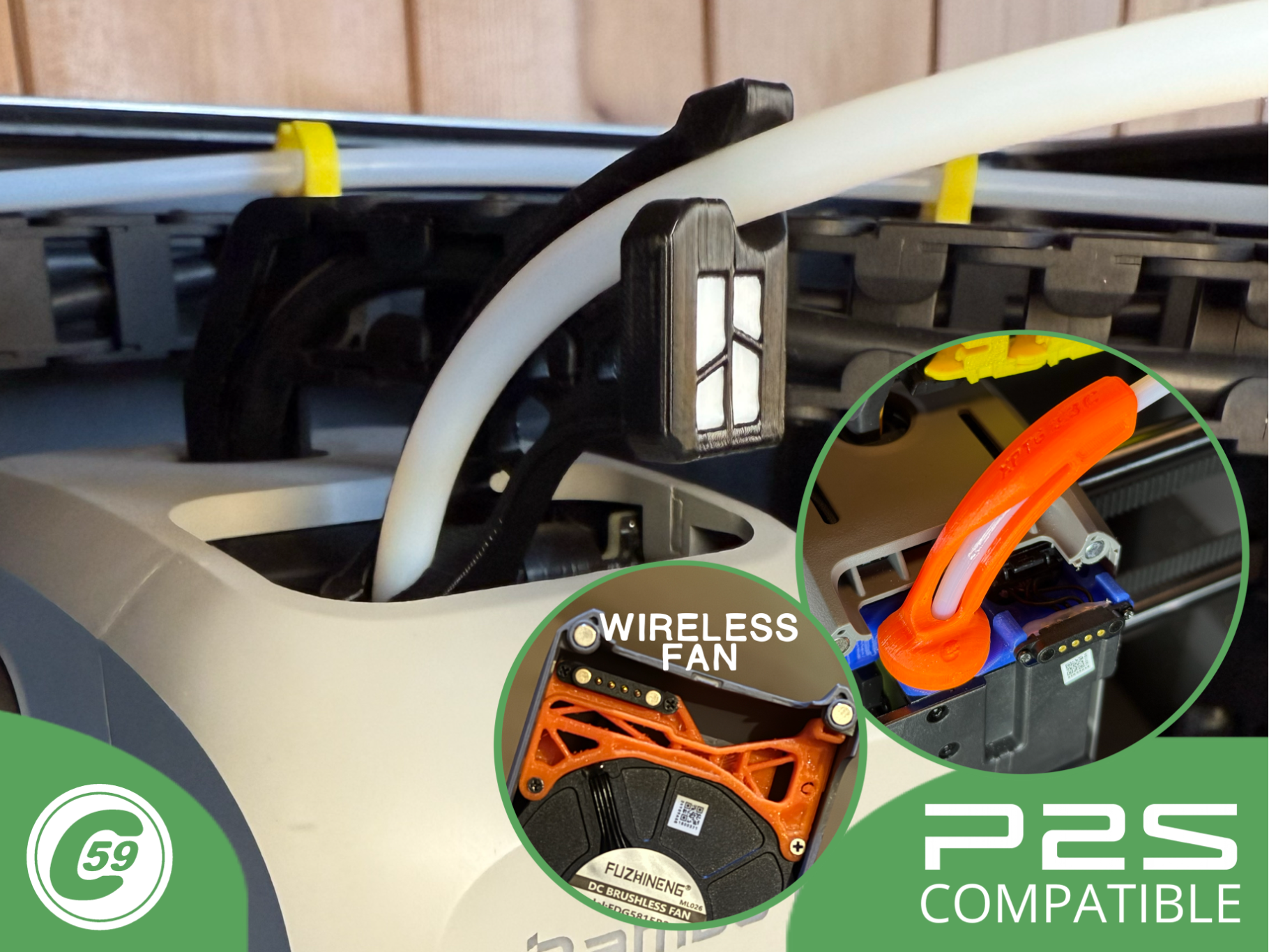 X/P - P2S Toolhead PTFE Guide 3.3 Wireless Fan