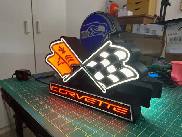 1968 Corvette Emblem Lightbox by Miked.3D - MakerWorld