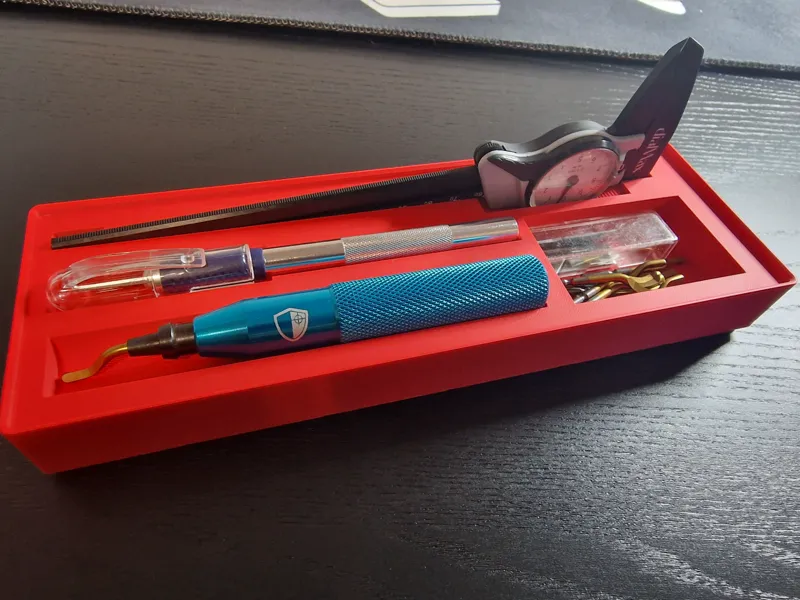 Gridfinity caliper/knife/deburring tool/blades bin
