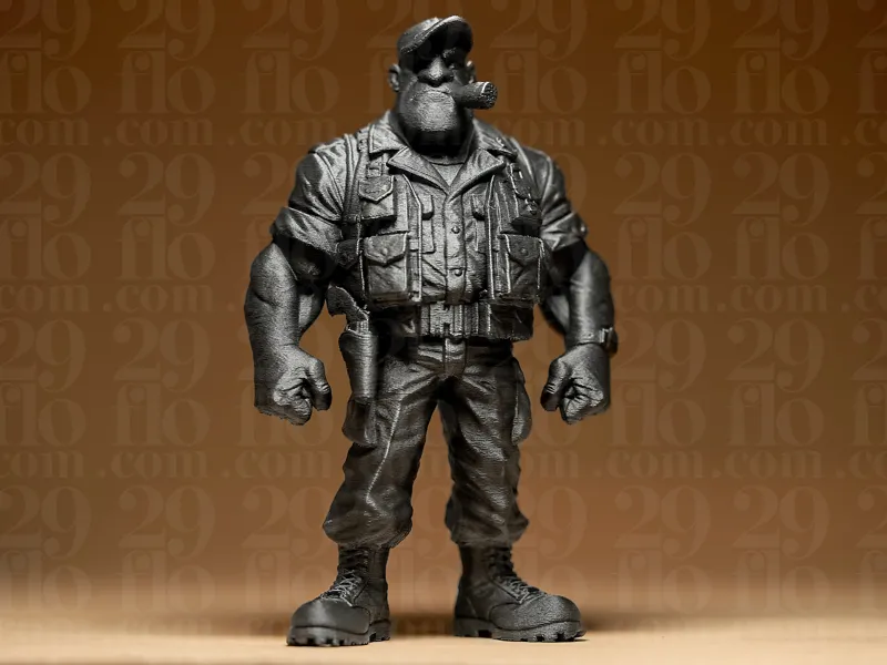 #091 Stylized Muscular Soldier with Cigar