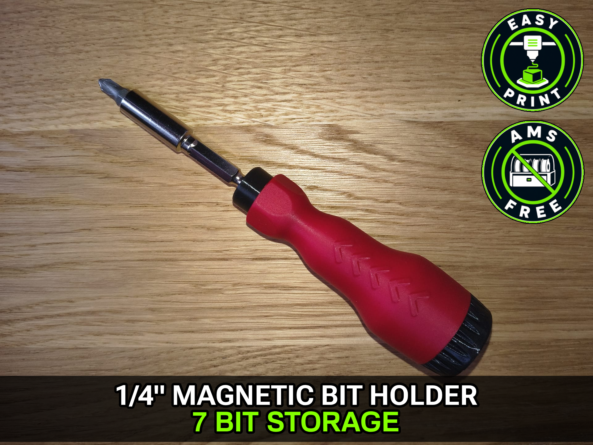 1/4" Bit Screwdriver Handle with Bit Storage