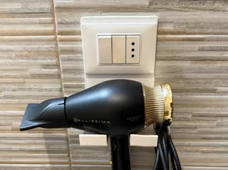 No-Drill Socket-Mounted Hairdryer Holder