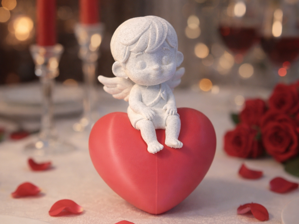 Cupid on Heart – Valentine Decoration (No Glue)