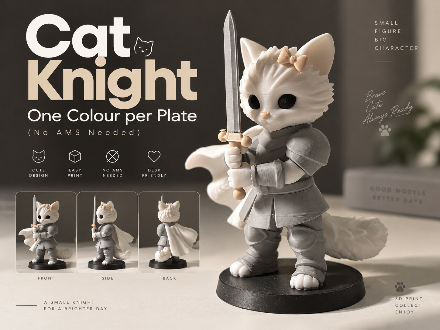 Cat Knight, One Colour per Plate (No AMS Needed) - 1