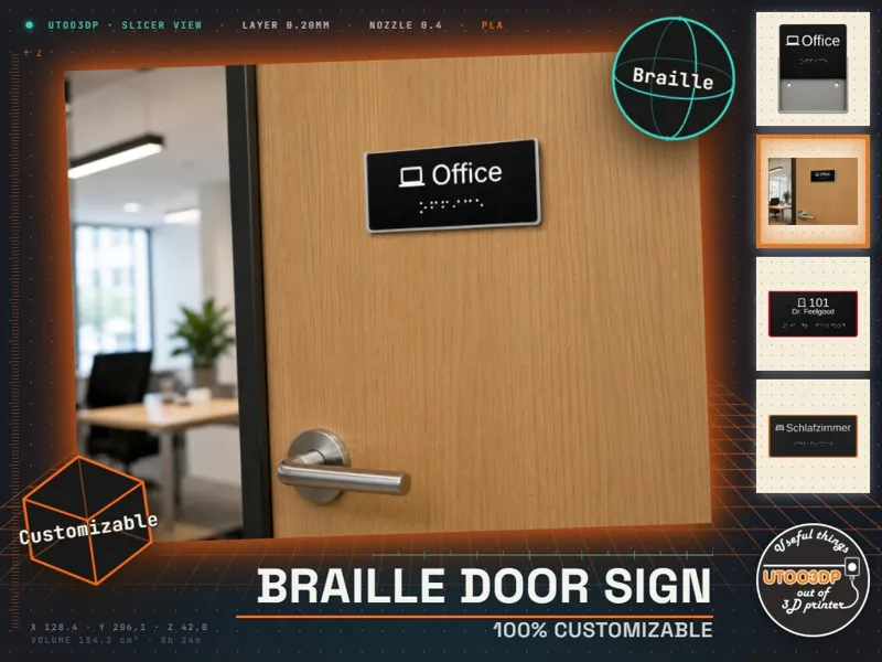 Türschild mit Braille, Piktogramm & Klartext