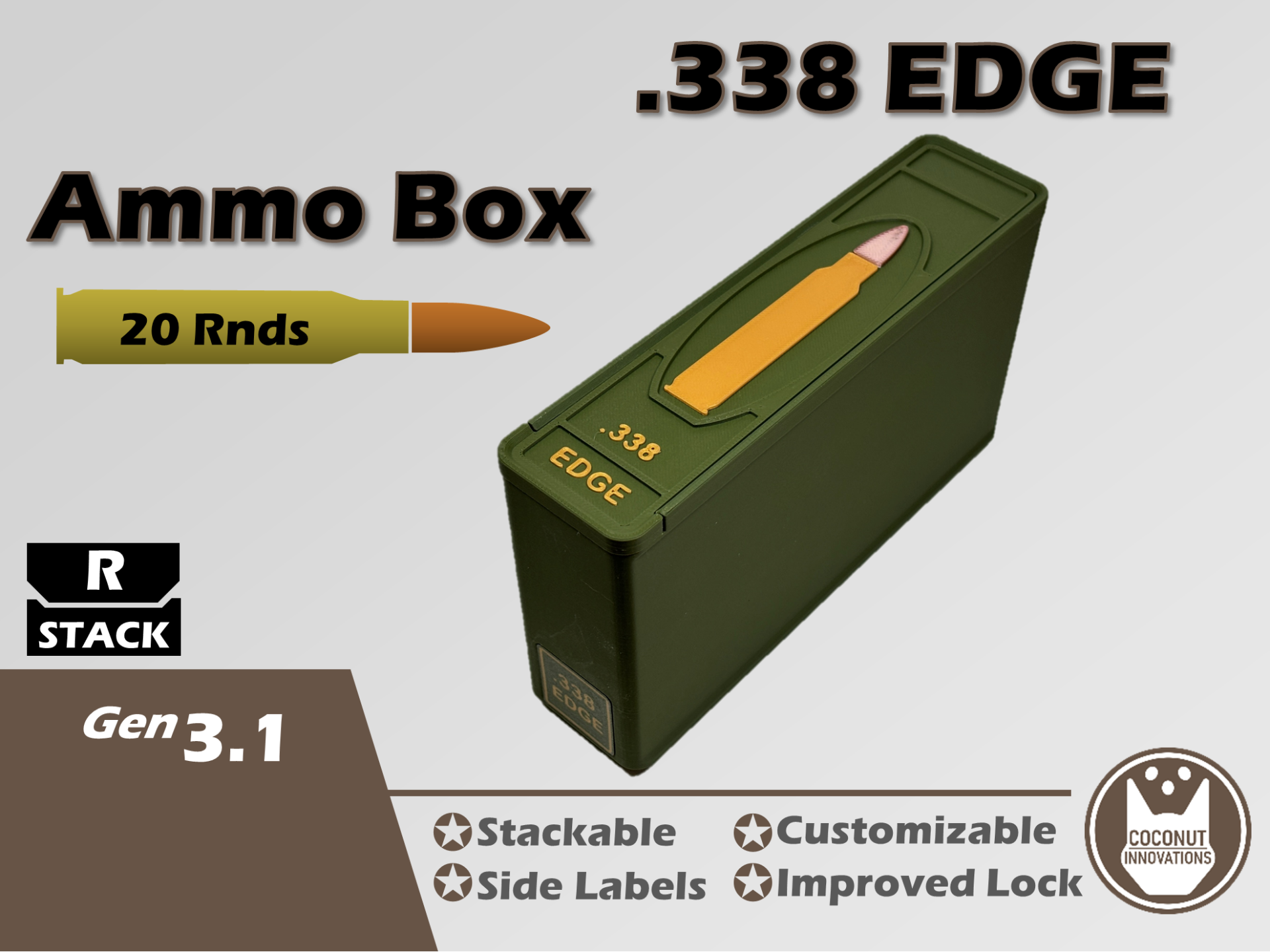 Ammo Storage Box - .338 EDGE - 20 Rounds