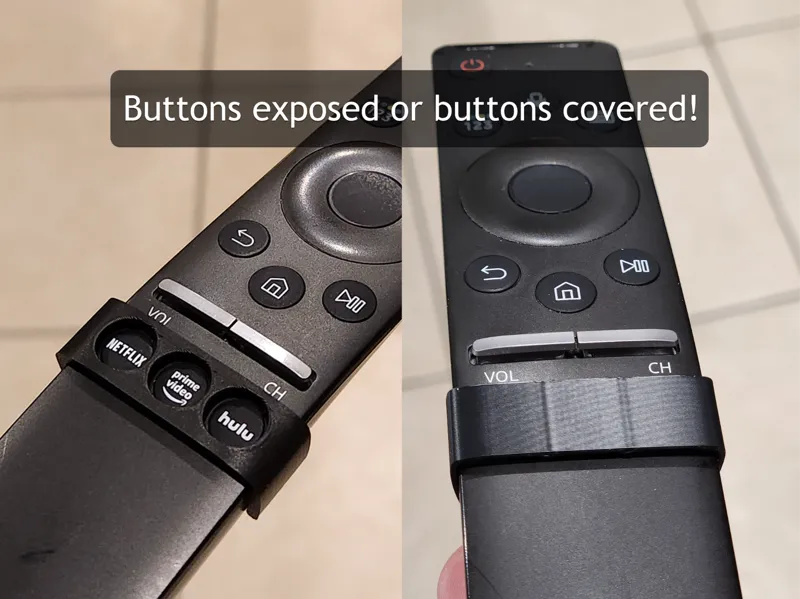 Cover for streaming buttons on Samsung TV remote