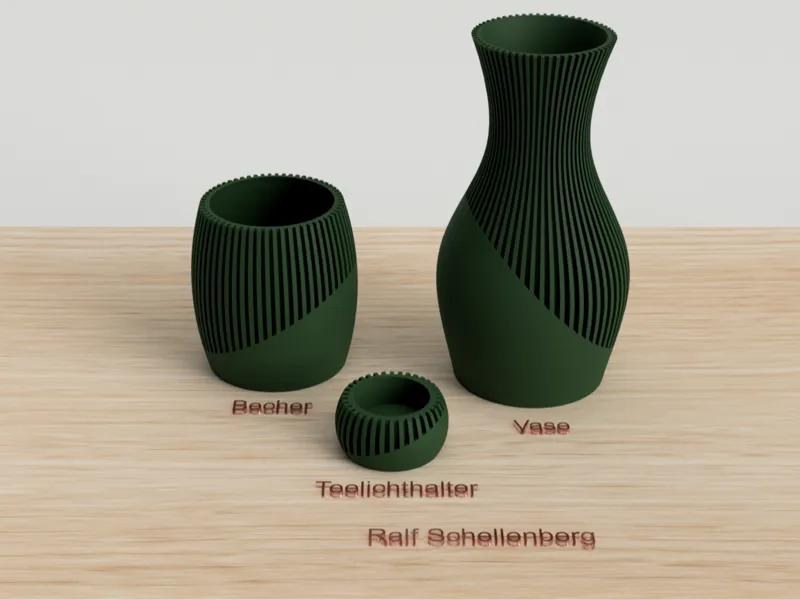 Vase, Teelichthalter und Becher