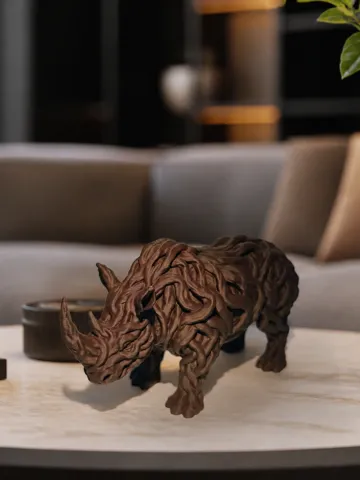 Modelo para impresión 3D: Wurzelnashorn "Hornstamm" aus verflochtenem Holz — vista de referencia 2