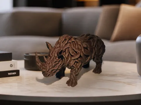 Modelo para impresión 3D: Wurzelnashorn "Hornstamm" aus verflochtenem Holz — referencia de MakerWorld